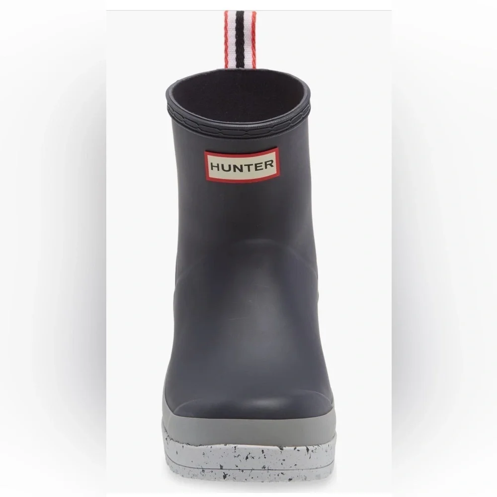 RARE HUNTER NWT ORIGINAL PLAY SPECKLED PLATFORM RAIN BOOT (Women) in Onyx